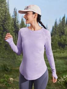 In My Nature Damska koszulka do jogi, pilatesu, fitnessu sportowego, biegania, treningu, z elastycznej, oddychającej siateczki, z krótkim rękawem, fioletowa, letnia