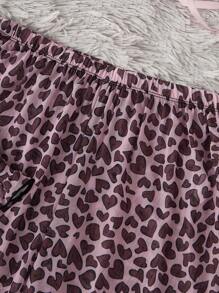 1 pièce Ensemble de pyjama femme sexy avec débardeur à imprimé léopard en forme de cœur et pantalon long