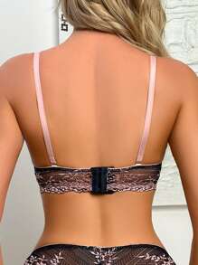 Lace Underwire Lingerie Bra, Simple Fashion Casual Everyday Wear - Pink - View 2