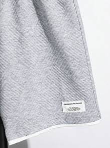 SHEIN Teen Boy Textured Fabric 2 In 1 T-Shirt And Shorts Set - Grey - View 5