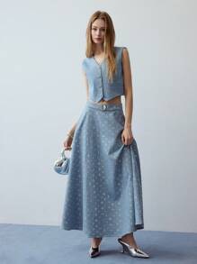 MOTF STUDIO Falda A-line con contrastes de lentejuelas