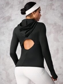 Form-Fitting Hoodie Sports T-Shirt For Running, Yoga, Fitness