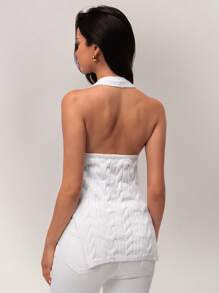 Forever 21 Women Turtleneck Solid Color Casual Knit Sweater, Fashionable For Daily Wear - White - View 2