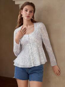 MOTF PREMIUM Top de peplum con estampado floral