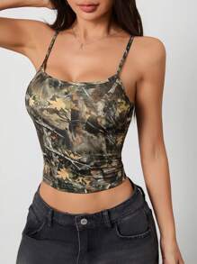 SHEIN PETITE Printed Casual Cami Top For Everyday Wear, Minimalist & Fashionable