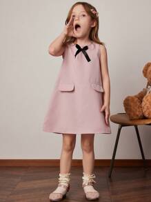PrepCrw Young Girls' Collared Sleeveless Woven Dress, Pink