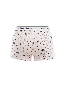 Tween Girls Star Printed Comfortable Boyshort Panties - Pink - View 2
