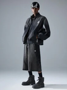 NEON BLANC Men's Loose Fit Street Style Long Sleeve Denim Jacket