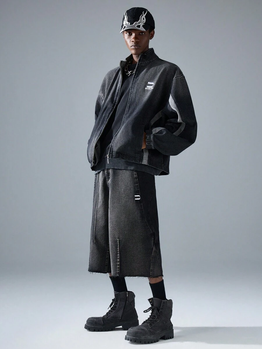 NEON BLANC Men's Loose Fit Street Style Long Sleeve Denim Jacket