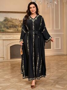 Al Najma 大码女式阿拉伯风格休闲连衣裙，简约时尚，适合日常穿着，端庄