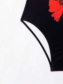 Swim Lushoire Springbreak Women Floral Print Backless One-Piece Swimsuit For Summer Beach Vacation