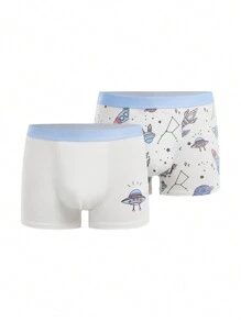 2 chiếc quần lót cotton trơn màu, thoải mái dành cho bé trai tuổi thiếu niên - Nhiều màu - Xem 1