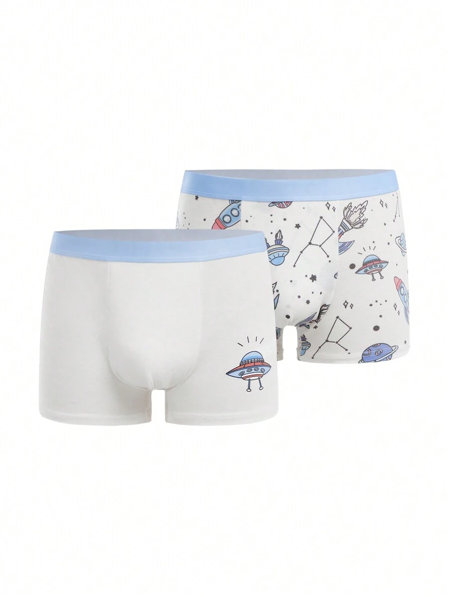 2 chiếc quần lót cotton trơn màu, thoải mái dành cho bé trai tuổi thiếu niên - Nhiều màu - Xem 1