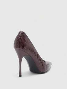 CUCCOO SZL Women's Solid Color Pointed Toe Simple High Heel Pumps, Casual Everyday Wear Spring Shoes Spring Break Easter Prom Heels For Christmas Spring Shoes - Burgundy - View 5