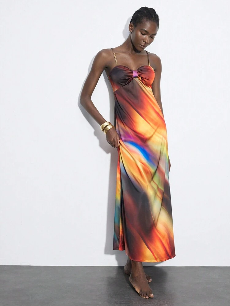 SHEIN Maija Women's Fashion Tie Dye Spaghetti Strap Dress