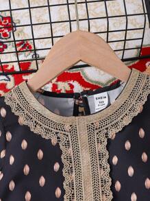 SHEIN Baby Girl Summer New Polka Dot Stylish Red Casual Dress - Black - View 4