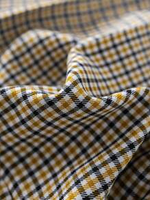PrepCrw Young Girl Plaid Elastic Waist Short A-Line Skirt, Casual - Yellow - View 3