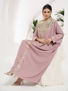 Al Najma Vestido maxi elegante y conservador árabe, abaya turca