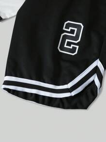 SHEIN 2pcs/Set Tween Boys Street Hip-Hop Style Short Sleeve Shirt And Cropped Shorts Set, Summer - White - View 4