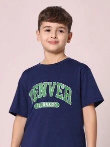 SUMWON Youth Denver Colorado Varsity Style City Pride T-Shirt, Casual Urban Collegiate Street Tee For Boys Girls Kids Teens, Hometown Team School Spirit - Royal Blue - View 4