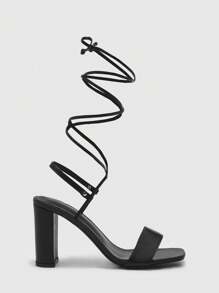 CUCCOO SZL Women's Black High Heel Minimalist Strap Fashion Sandals Spring Shoes Spring Break Easter Prom Heels - Black - View 3