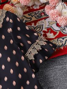 SHEIN Baby Girl Summer New Polka Dot Stylish Red Casual Dress - Black - View 6