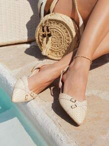 Styleloop Women's Pointed Toe Slip-On Flats, Gold Casual Outdoor Daily Boat Shoes, PU Leather Soft Sole Fashion Versatile Loafers, Suitable For Dresses - Apricot - View 1