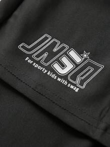 JNSQ ملابس العودة إلى المدرسة، ملابس بنات المراهقات، ملابس رياضية للبنات في الخريف: بنطلون رياضي رفيع للرياضات الخارجية بتصميم مزدوج، سراويل رياضية رفيعة للأطفال مطبوع عليها حرف 3M عاكس، بنطلون يوجا - الأسود - مشاهدة 6