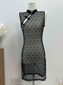 DAZY 性感蕾丝旗袍睡裙，中式风格，修身设计