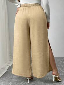 Flirla 大码纯色休闲裤，简约风格，适合日常穿着