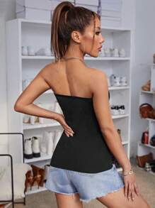 SHEIN Essnce Solid Tube Top - Black - View 2