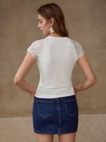 MOTF PREMIUM Maglietta CON MANICHE RAGLAN E PIZZO A CONTRASTO