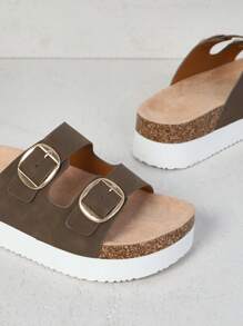 SHUZIA Damskie sandały typu slip-on z odkrytymi palcami, codzienne, klasyczne, do użytku wewnątrz i na zewnątrz, z PU