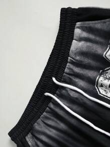 Manfinity Homme Men's Racing Letter Print Round Neck Long Sleeve Casual T-Shirt And Pants 2 Pieces Set - Black and White - View 4