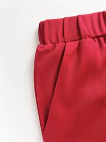 SHEIN Teen Boy Letter Print Round Neck Short Sleeve T-Shirt And Shorts Set