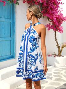 Vivid Eden Valentine's Day Out Holiday Date Dress, Holiday Leisure Positioning Flower Hanging Neck A Swing Women's Dress, Holiday Summer Beach Dress, Back-To-School Dress, Very Simple Dress, Office Dress, Old Money Dress, Teacher Dress, Dating Dress, Going Out To Participate In Music Festival Dress,Sun Dress