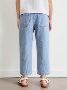 SHEIN Young Boys' Light Blue Striped Denim Straight Leg Jeans - Blue - View 2
