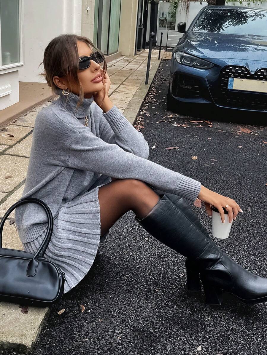 EMERY ROSE 2 件套灰色高领套头衫 - 灰色 - 查看 1