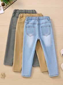 SHEIN 3pcs/Set Young Boy Elastic Slim Tapered Jeans - Multicolor - View 2