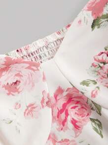 SHEIN MOD 大码女式泡泡袖优雅花卉印花连衣裙