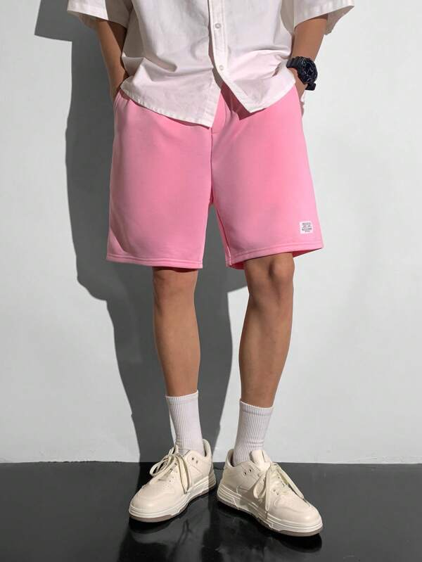 SHEIN Teen Jungen Lässig Shorts Einfarbige mit Buchstaben-Muster