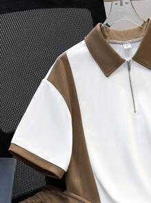 SHEIN 2pcs/Set Teen Boys Casual Academy Style Polo Collar Short Sleeve Top And Shorts Set, Suitable For Commute, School, Leisure, Sports, Spring/Summer