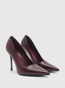 CUCCOO SZL Women's Solid Color Pointed Toe Simple High Heel Pumps, Casual Everyday Wear Spring Shoes Spring Break Easter Prom Heels For Christmas Spring Shoes - Burgundy - View 3
