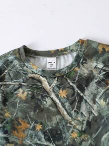 SHEIN 2 件套：迷彩印花短袖上衣和紧身裤，适合年轻女孩 - 彩色 - 查看 4