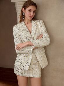 MOTF PREMIUM SEQUIN A LINE SKIRT - White - View 3