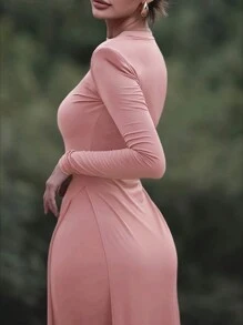 SHEIN Slayr Set de 2 piezas con top de manga larga y pantalones largos de unicolor casual para mujer