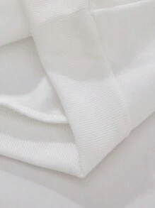 Manfinity EMRG 男士 INS 白色短款超大图案印花连帽衫，采用超大爱心和眼睛双面印花图案，白色秋季外出街头装图案长袖连帽衫，适合朋友、丈夫、男朋友的礼物 - 白色 - 查看 6