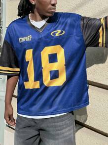 Manfinity RebelGame Plus Size Men's Polyester Wide Mesh Loose Knit Short Sleeve Digital Print Oversized T-Shirt - Multicolor - View 1