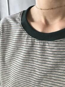 FRIFUL Maglietta a righe oversize da donna, collo tondo, stile basic, adatta all'estate