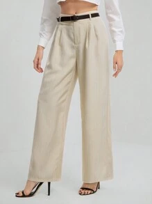 SHEIN Tall Pantalones informales con cinturón y diseño de rayas de contraste